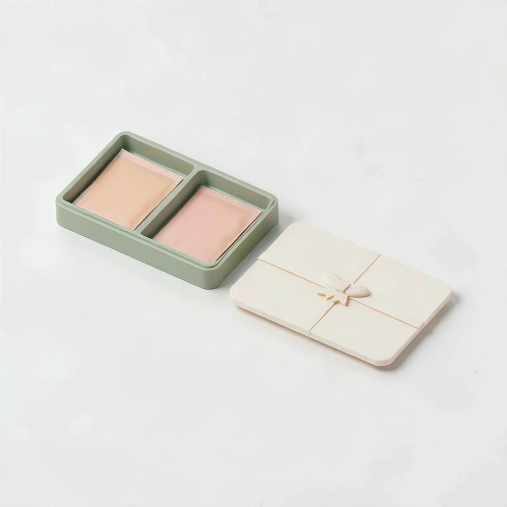 Ribbon Beauty Sample Wallet — In use. Styling contents are not included. Confirm actual package dimensions before ordering.