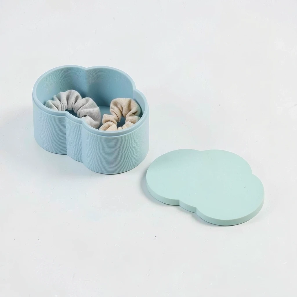 Cloud Scrunchie Box — In use. Styling contents are not included. Confirm actual package dimensions before ordering.